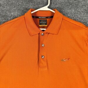 Greg Norman Polo Shirt Mens Medium Orange Short Sleeve Golf Outdoor Casual